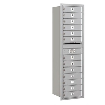 Salsbury Industries Salsbury 3715S-13ARP 4C Horizontal Mailbox 15 Door High Unit - 55 Inches - Single Column - 13 Mb1 Doors - Aluminum - Rear Loading - Private Access 3715S-13ARP